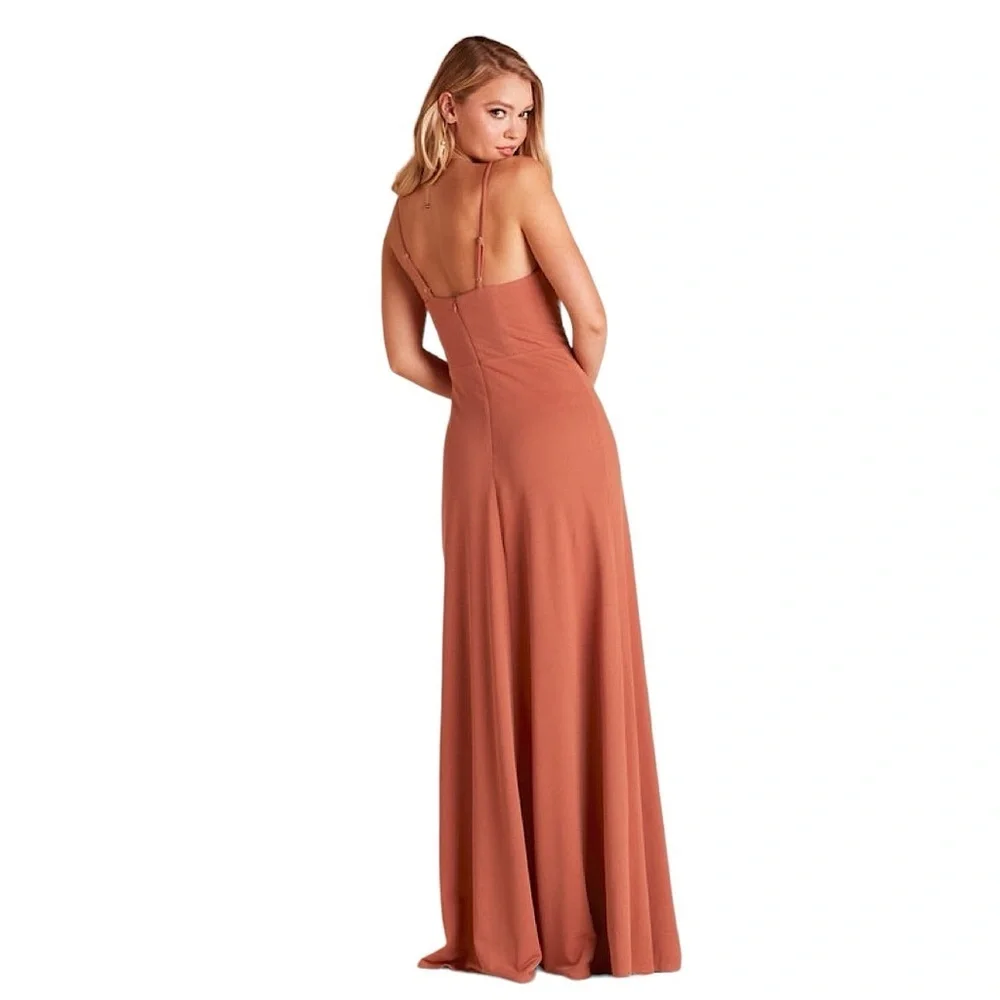 BIRDY GREY Ash Side Slit Crepe Maxi Bridesmaid Dress in terracotta - Picture 5 of 16